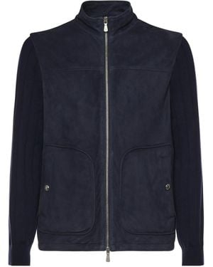 Eleventy Paneled Zip-Up Jacket - Blue