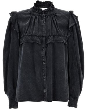 Isabel Marant Isabel Marant Étoile Idety Ruffled Denim Shirt - Black