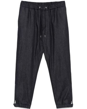 Moncler Logo-Patch Tapered Trousers - Blue