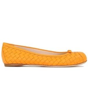 Bottega Veneta Knitted Detail Flats - Orange