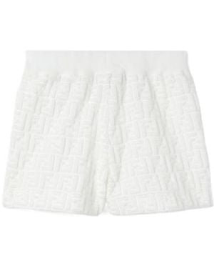 Fendi Terry Baby Bermuda Shorts With Logo - White