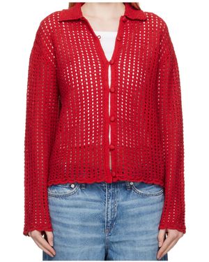 Rag & Bone Openwork Knit Cardigan - Red
