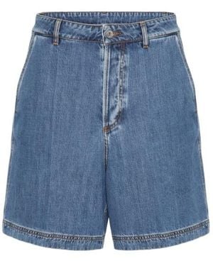 Valentino Vgold Logo Patch Denim Shorts - Blue
