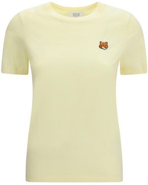 Maison Kitsuné Maison Kitsuné Fox Head Regular T-Shirt - Yellow