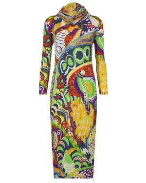 Pleats Please Issey Miyake Pleats Please Issey Miyake Snowrunner Graphic Printed Pleated Midi Dress - White