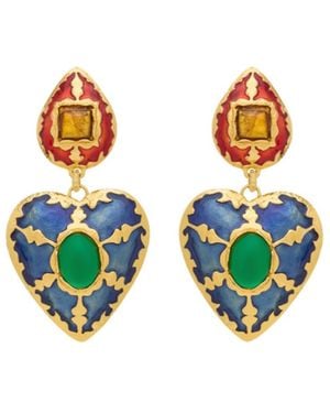 Saint Laurent Heart Drop Earrings - White