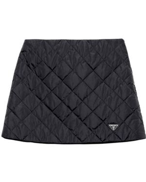 Prada Triangle-Logo Quilted Mini Skirt - Blue