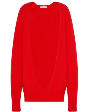 The Row Open-Front Cashmere Sweater - Red