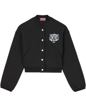 KENZO Happy Tiger Embroidered Teddy Jacket - Black