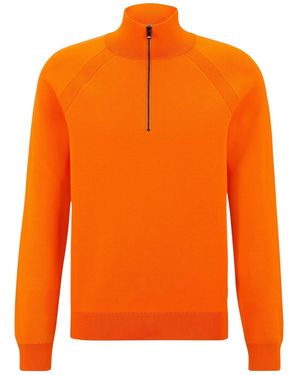 BOSS Half-Zip Knit Jumper - Orange
