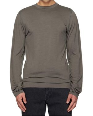 Rier Crew Neck Knitted Wool T-Shirt - Grey