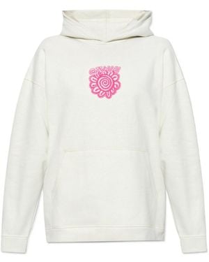 Ganni Logo-Appliqué Long-Sleeved Hoodie - White