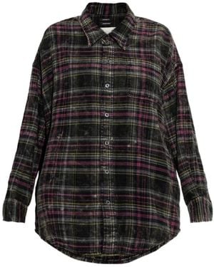 R13 Checkered Button-Down Shirt - Black