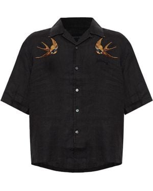 AllSaints Avia Embroidered Short-Sleeve Shirt - Black