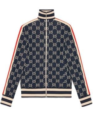 Gucci Gg Jacquard Cotton Jacket - Blue