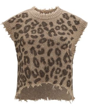 R13 Leopard-Pattern Top - Grey