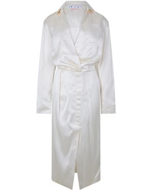 Off-White c/o Virgil Abloh Chine Satin Twist Long Dress - White