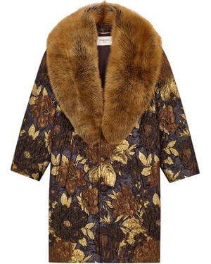 Saint Laurent Cocoon-Style Shearling Coat - Brown