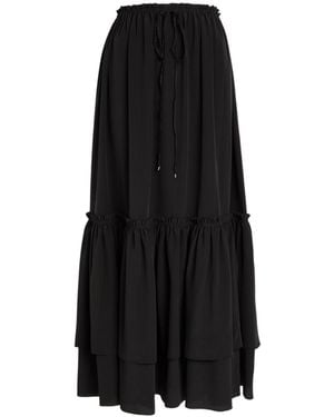 Chloé Ruffled Tiered Silkchiffon Midi Skirt - Black