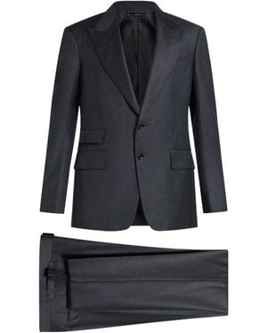 Tom Ford Long-Sleeved Suit Jacket And Trousers Set - Blue