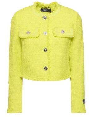 Versace Tweed Short Casual Jacket - Yellow