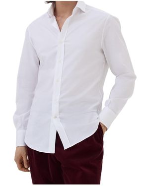Brunello Cucinelli Spread-Collar Long-Sleeved Shirt - White