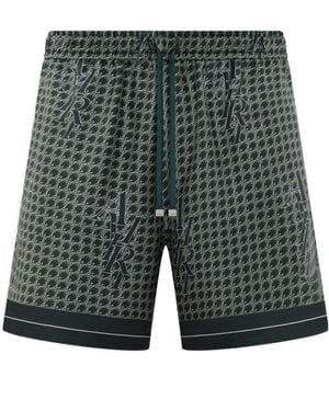 Amiri Staggered Houndstooth Silk Shorts - Grey