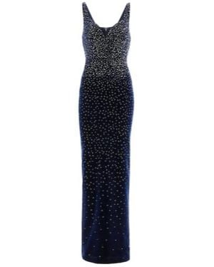 Alex Perry Singlet Crystal-Embellished Velvet Gown - Blue