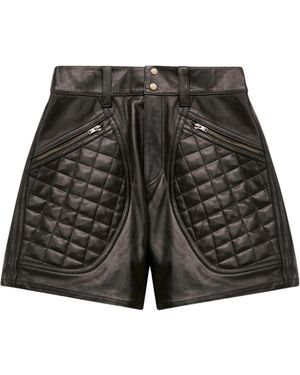 Isabel Marant Candice Leather Shorts - Gray