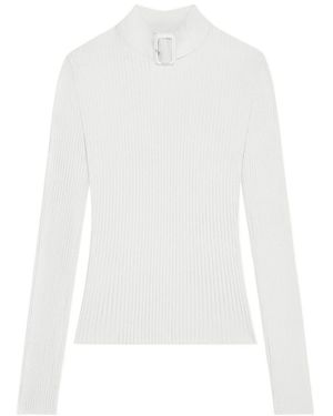 Courreges Buckle-Neck Ribbed Sweater - White