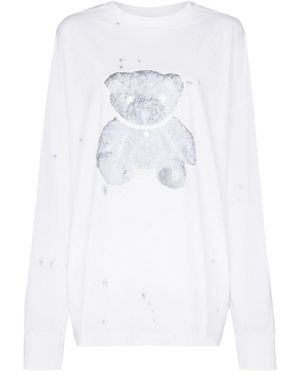 we11done Teddy Bear Cotton Sweatshirt - White