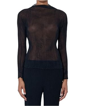 Issey Miyake Sheer Pleated Top - Blue