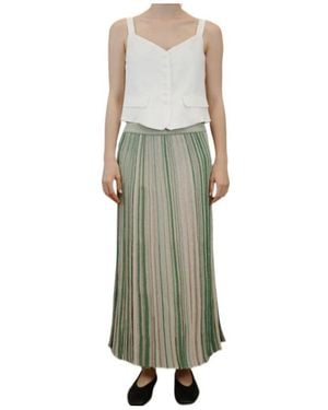 Marella Viscose And Lurex Longuette Skirt - Green