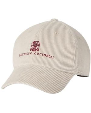 Brunello Cucinelli Comfort Cotton And Cashmere Corduroy Baseball Cap With Embroidered Logo - Multicolour
