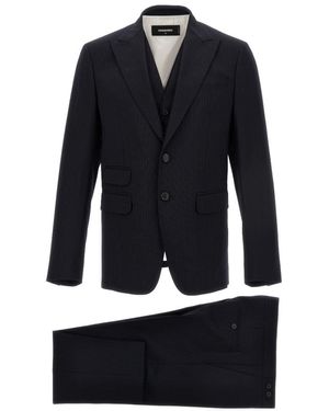 DSquared² Single Breasted Pinstriped Three-Piece Suit - Blue