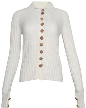 Christopher Esber Sundial Shell Ribbed Knit Cardigan - White
