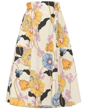 Marni Melodia Printed Poplin Elasticated Midi Skirt - Multicolor