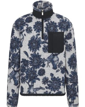 Dior Homme Floral Patterned Zip Detailed Jumper - Blue