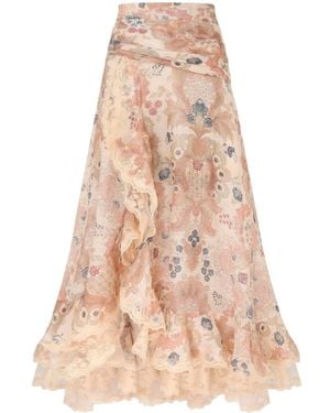 Zimmermann Rebellion Lace Maxi Skirt - Pink