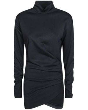 Dondup High-Neck Gathered Mini Dress - Blue