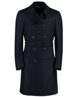 Canali Long-Sleeved Coat - Blue