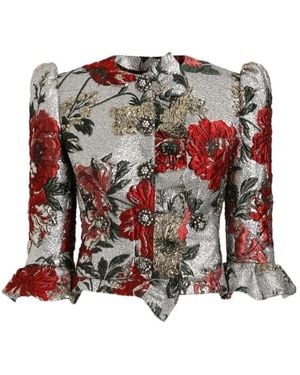 Dolce & Gabbana Single-Breasted Floral Jacket - Red