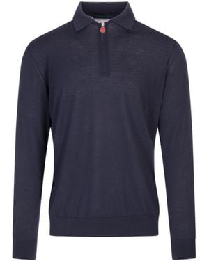 Kiton Fine-Knit Polo Shirt - Blue