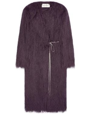Dries Van Noten Rivla Tied Long-Sleeved Coat - Purple