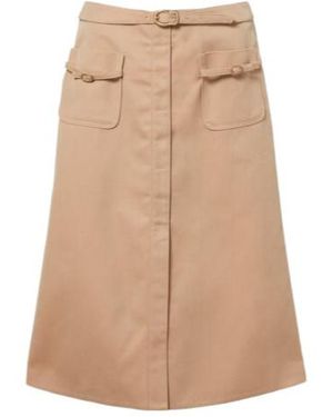 Dorothee Schumacher Luxury Layer Belted Cotton-Blend Midi Skirt - Natural