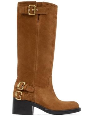 Chloé Round-Toe Tall Boots - Brown