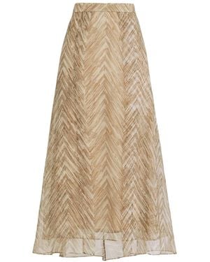 Brunello Cucinelli Silk Organze Long Skirt - Natural