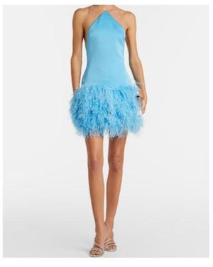 david koma blue feather dress David Koma - Blue dress with sequins and ostrich feathers SS23DK53D