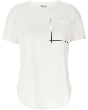 Brunello Cucinelli Embellished Crewneck T-Shirt - White