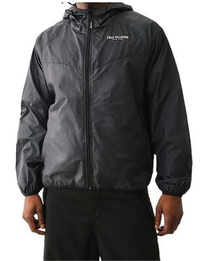 True Religion Packable Lightweight Hooded Windbreaker - Black